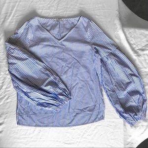 3/$20 Bershka Puff Sleeve Striped Top Size M